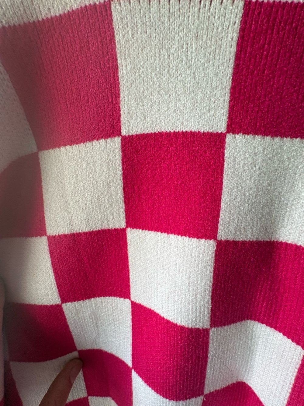 MEROKEETY Pink Check Crewneck Sweater - Picture 4 of 4